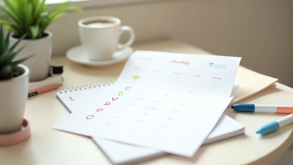 Monthly habit tracker showing patterns across weeks with colored markers and notes